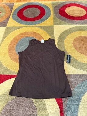 NWT Linda Leal Brown Basic Classic Tank Top Nylon / spandex Women’s Size Medium